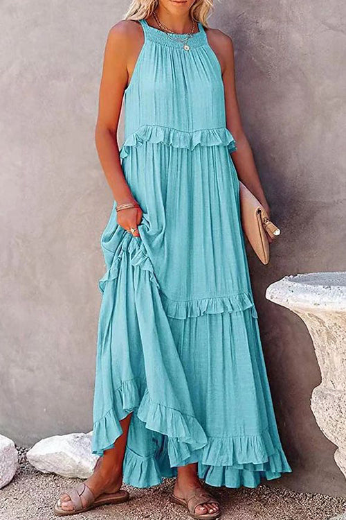 Rwangirl Fashion Solid Color Sleeveless Holiday Dress