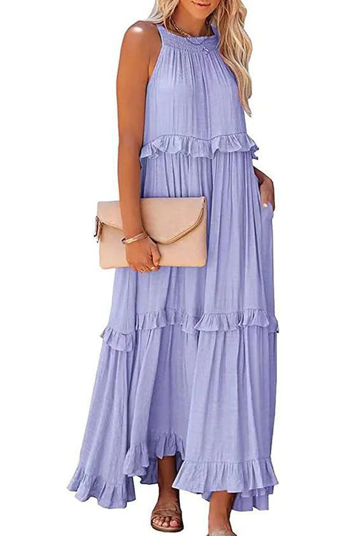 Rwangirl Fashion Solid Color Sleeveless Holiday Dress