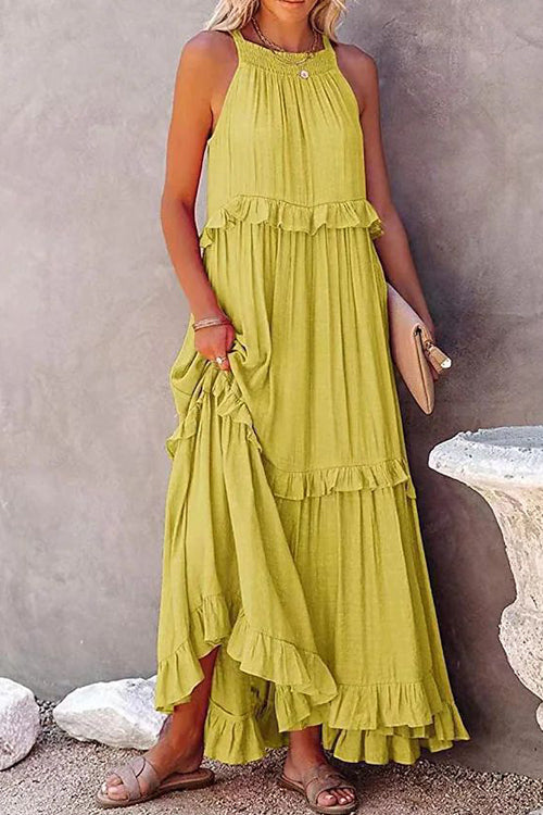Rwangirl Fashion Solid Color Sleeveless Holiday Dress