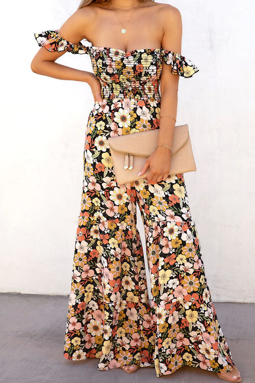 Rowangirl Fashion Casual Loose Floral Camisole Jumpsuit