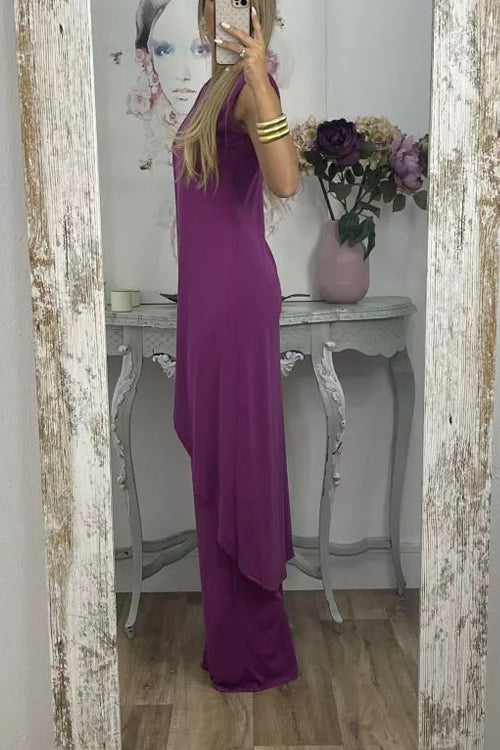 Rowangirl Casual Sleeveless Loose Round Neck Trousers Two-Piece Set