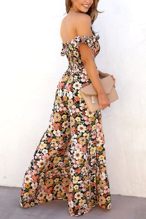 Rowangirl Fashion Casual Loose Floral Camisole Jumpsuit