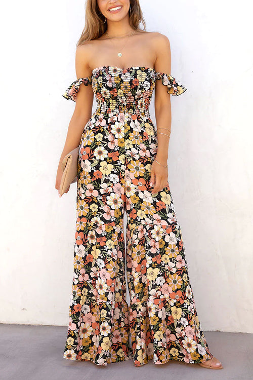 Rowangirl Fashion Casual Loose Floral Camisole Jumpsuit