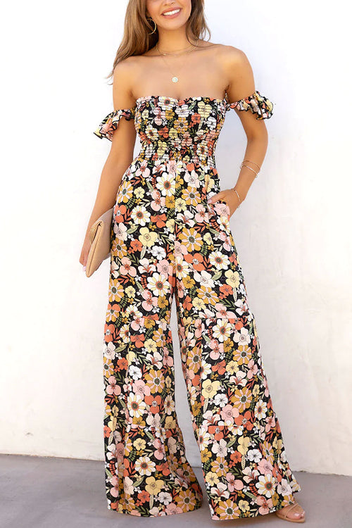 Rowangirl Fashion Casual Loose Floral Camisole Jumpsuit
