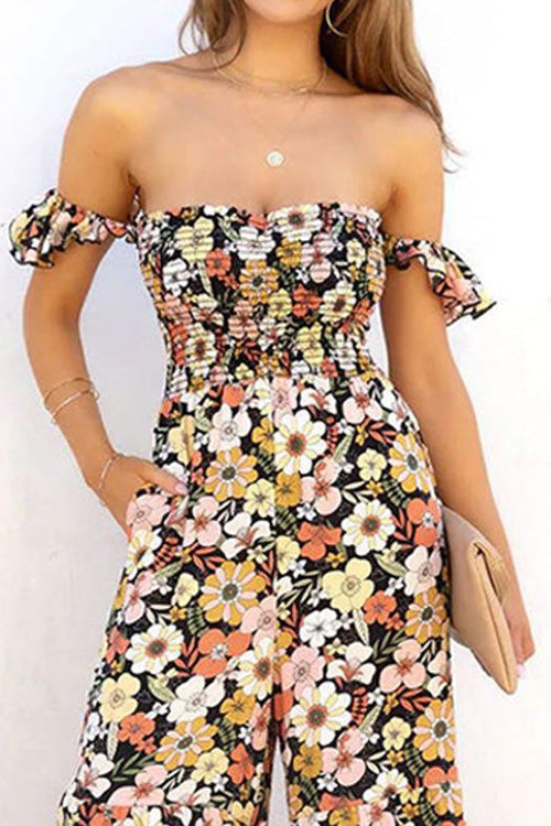 Rowangirl Fashion Casual Loose Floral Camisole Jumpsuit