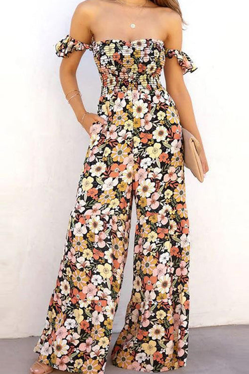 Rowangirl Fashion Casual Loose Floral Camisole Jumpsuit