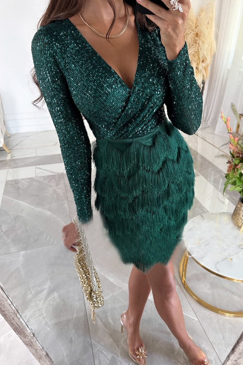 Rowangirl  Feather Sequin Party Dress