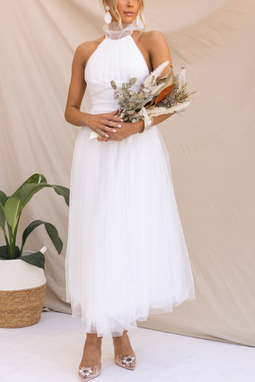 Rowangirl Halterneck Mesh Turtleneck Dress