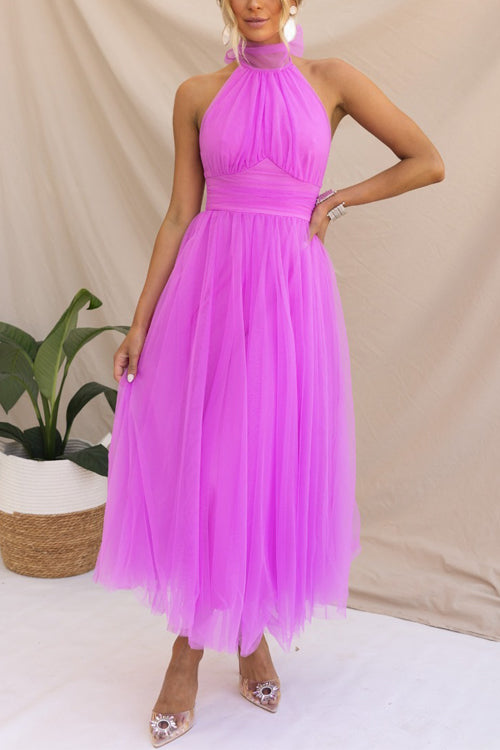 Rowangirl Halterneck Mesh Turtleneck Dress