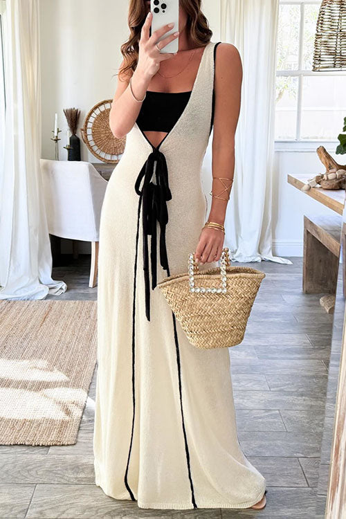 Rowangirl V-Neck Strappy Patchwork Dress