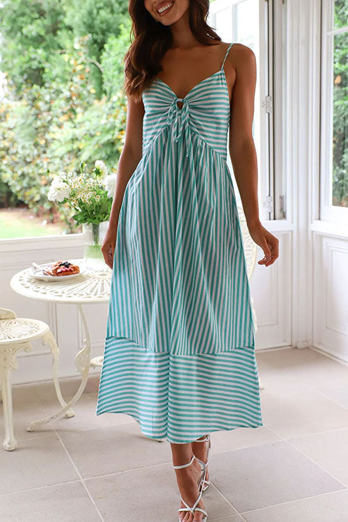 Rowangirl  V-neck Striped Suspender Dress