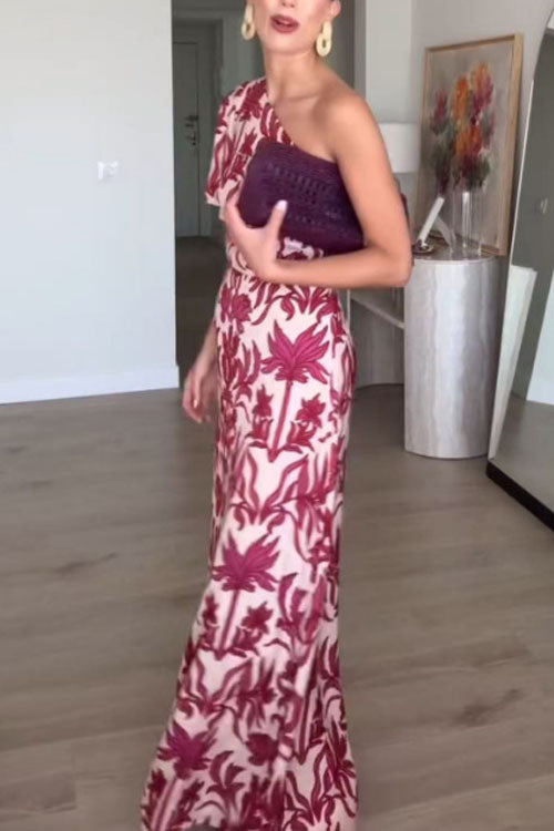 Rowangirl  Fashion One Shoulder Printed Dress