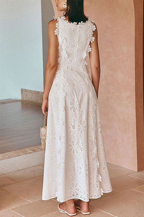 Rowangirl  Lace Embroidery Tie-Strap Holiday Dress