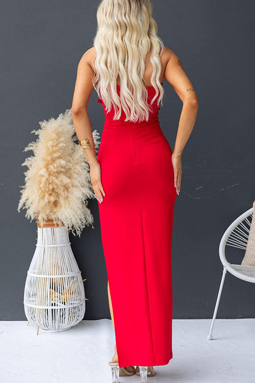 Rowangirl Strapless Hollow Strappy Hip Dress