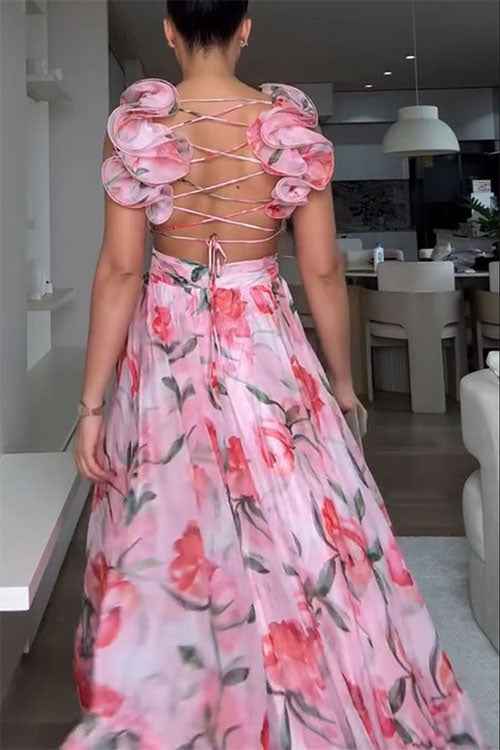 Rowangirl  Ruffled Print Dress