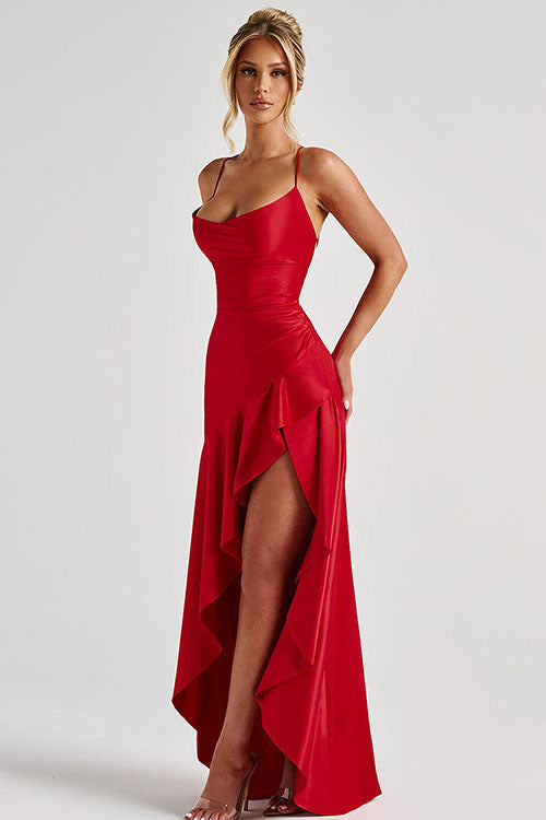 Rowangirl  Strapless Backless Ruffled Irregular Dress
