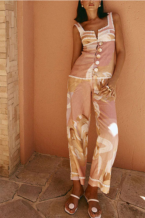 Rowangirl Sleeveless Vest And Trousers Printed Set
