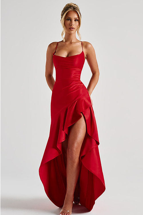 Rowangirl  Strapless Backless Ruffled Irregular Dress