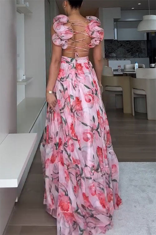Rowangirl  Ruffled Print Dress