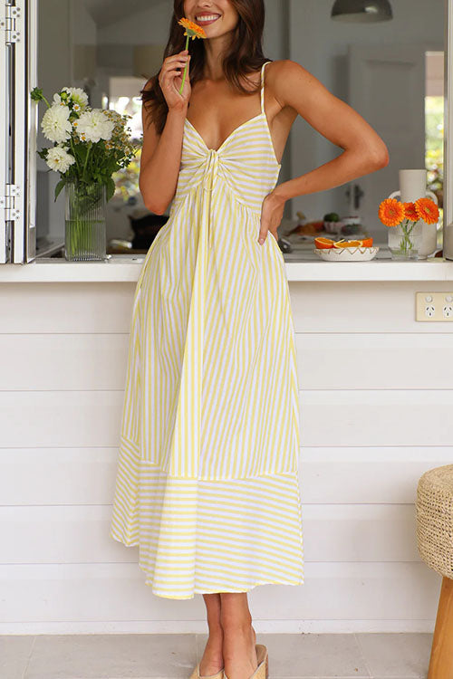 Rowangirl  V-neck Striped Suspender Dress