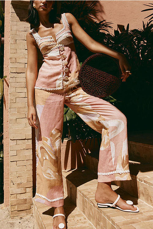 Rowangirl Sleeveless Vest And Trousers Printed Set