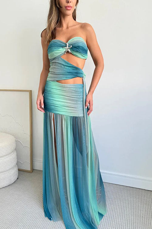 Rowangirl  Strapless Gradient Long Dress