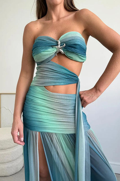 Rowangirl  Strapless Gradient Long Dress