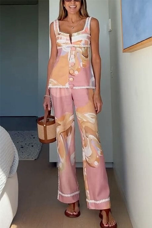Rowangirl Sleeveless Vest And Trousers Printed Set