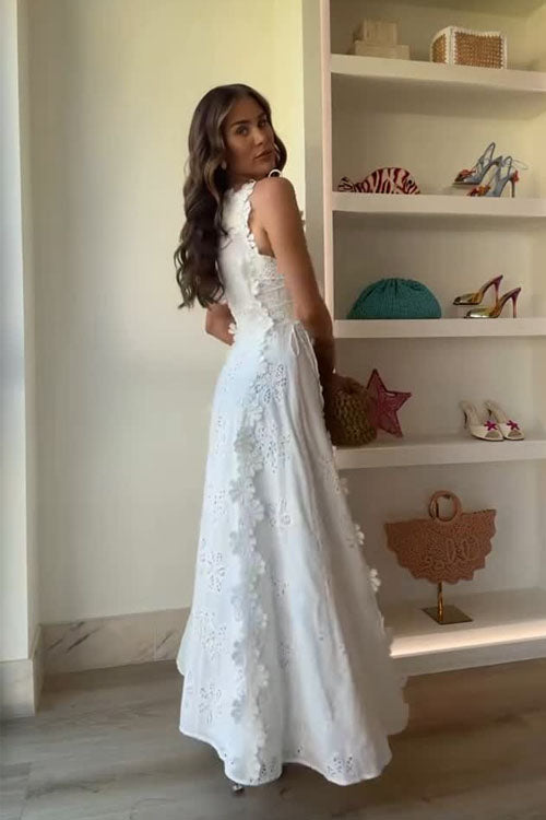 Rowangirl  Lace Embroidery Tie-Strap Holiday Dress