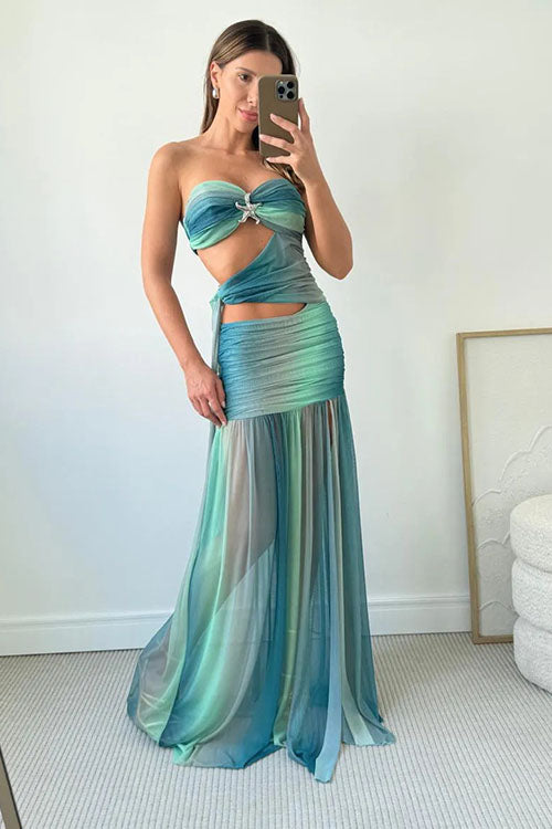 Rowangirl  Strapless Gradient Long Dress