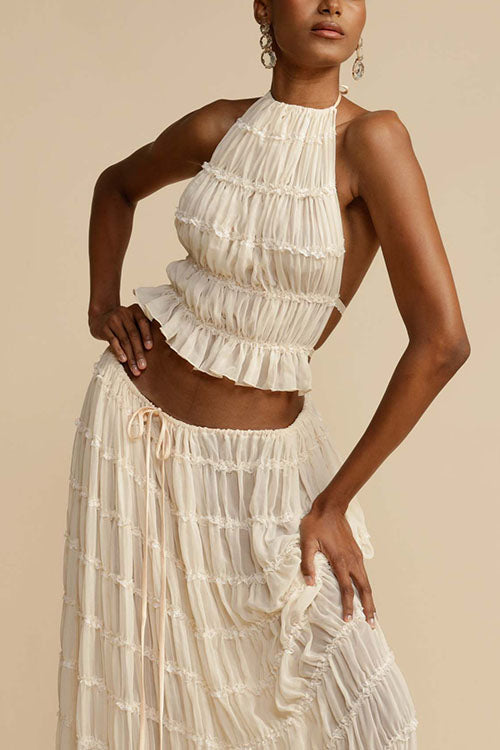 Rowangirl Backless Strappy Halter Top Two-Piece Set