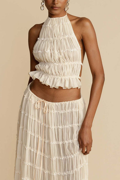 Rowangirl Backless Strappy Halter Top Two-Piece Set