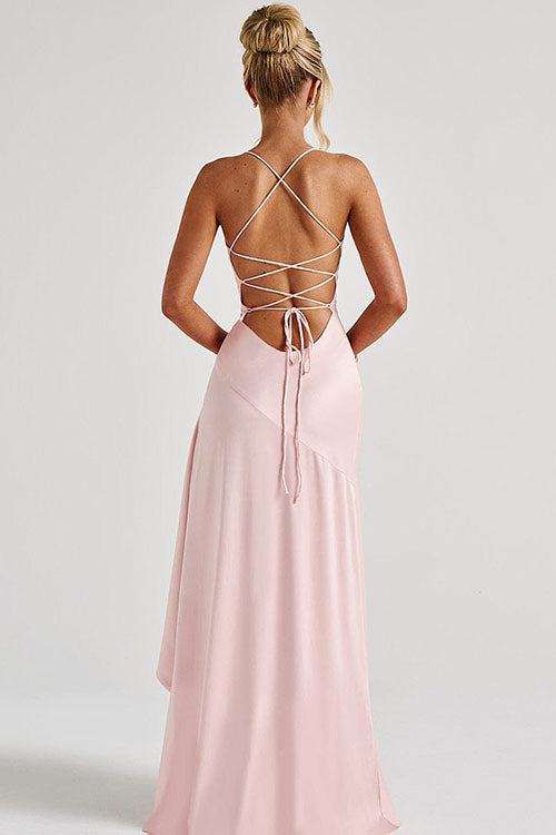 Rowangirl  Strapless Backless Ruffled Irregular Dress