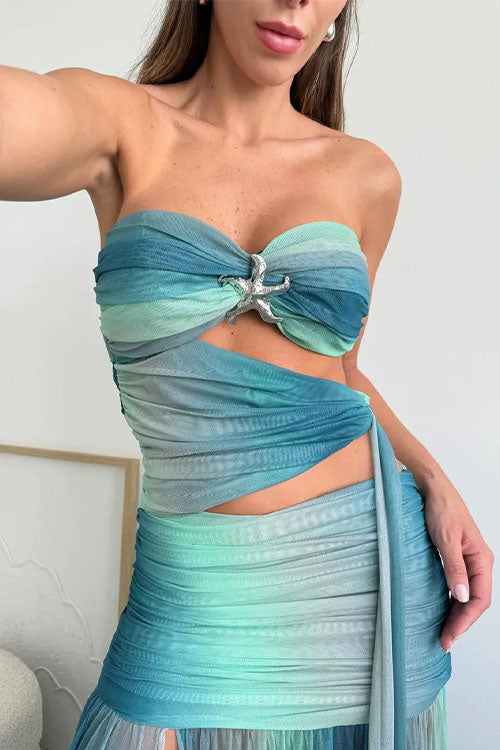 Rowangirl  Strapless Gradient Long Dress
