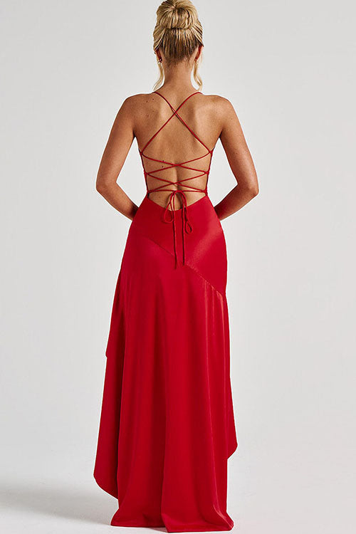 Rowangirl  Strapless Backless Ruffled Irregular Dress