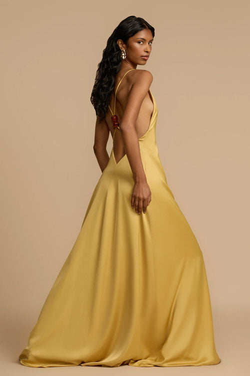 Rowangirl  V-Neck Satin Long Dress