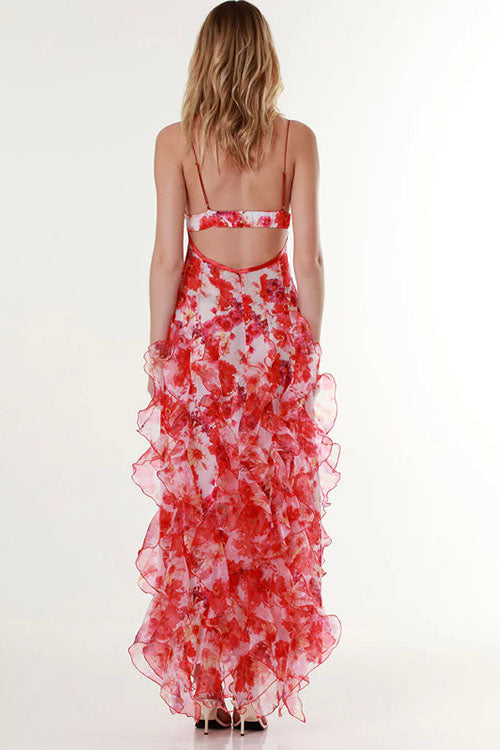 Rowangirl Fashionable Printed Long Temperament Evening Dress