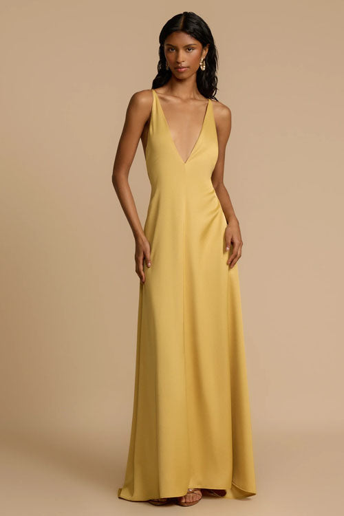 Rowangirl  V-Neck Satin Long Dress