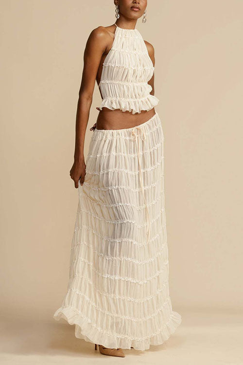 Rowangirl Backless Strappy Halter Top Two-Piece Set