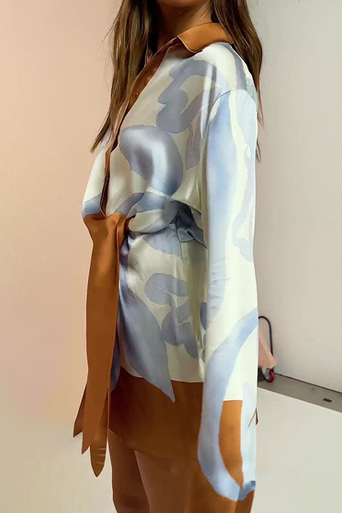 Rowangirl Tie-Dye Irregular Knotted Fashionable Shirt Dress