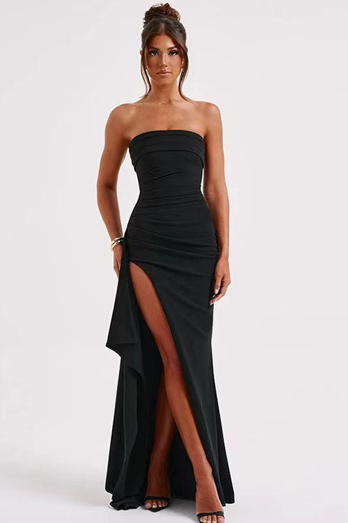 Rowangirl  Strapless Pleated Long Dress