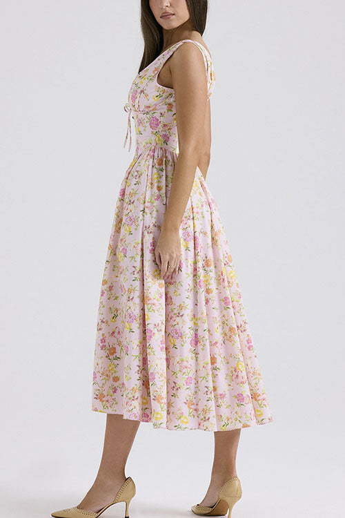 Rowangirl  Fashionable Printed V-Neck Temperament Dress