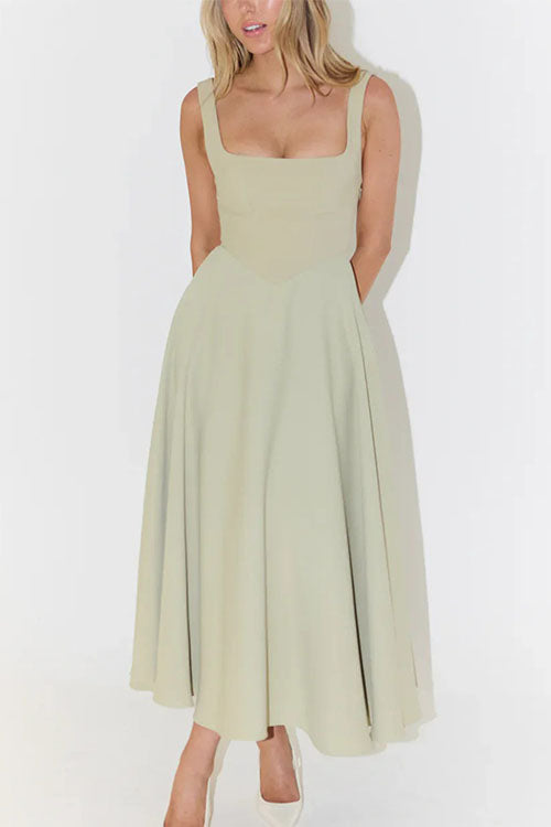 Rowangirl  Solid Strap Midi Dress
