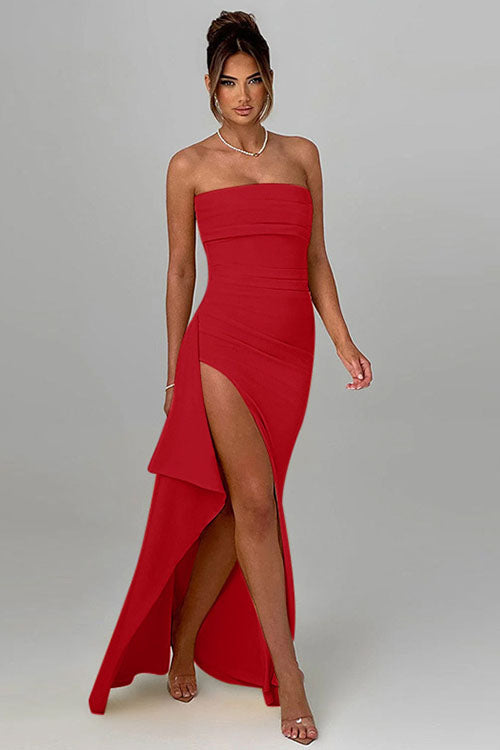 Rowangirl  Strapless Pleated Long Dress