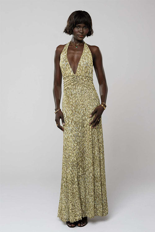 Rowangirl  Printed Halterneck Evening Dress