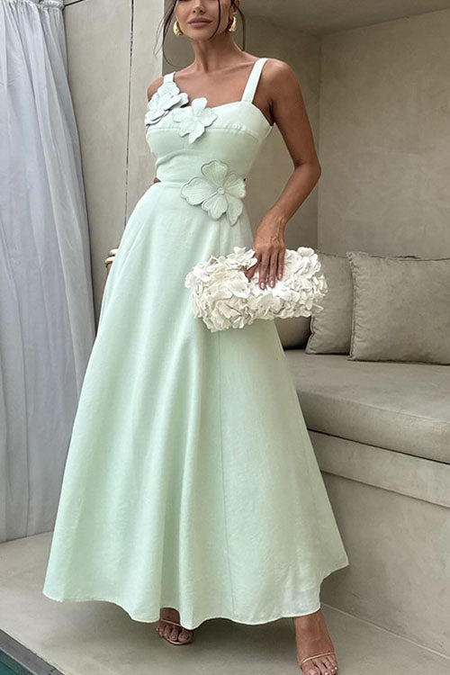 Rowangirl  Fashionable Temperament Sling Flower Slim Dress