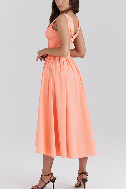 Rowangirl  Fashionable Printed V-Neck Temperament Dress