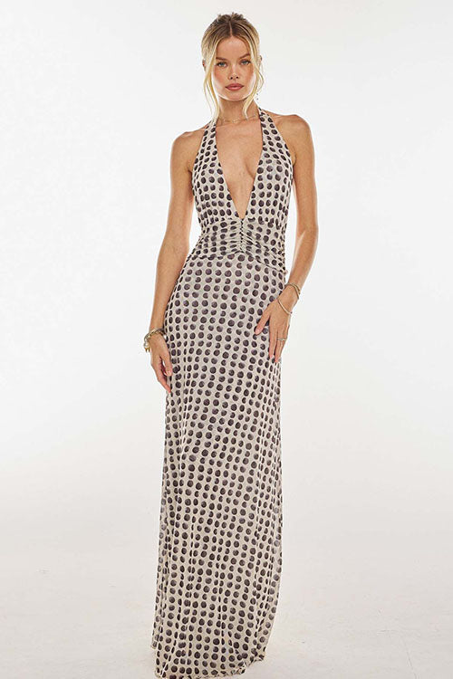 Rowangirl  Printed Halterneck Evening Dress