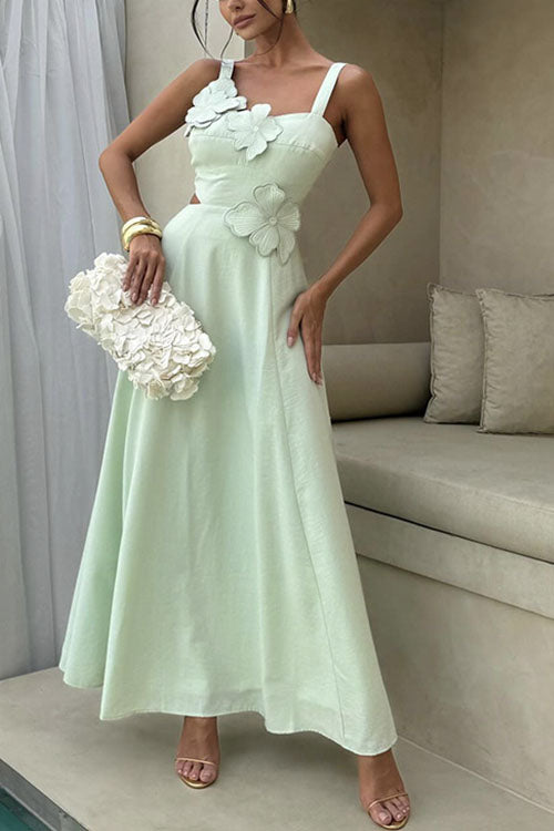 Rowangirl  Fashionable Temperament Sling Flower Slim Dress