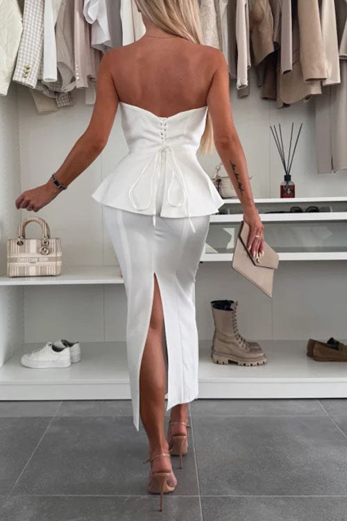 Rowangirl Slit Temperament Fashion Suit Skirt